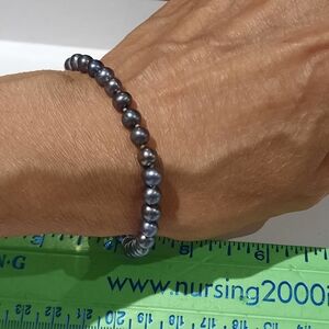 Genuine 5mm Freshwater Peacock Pearl Bracelet Solid 14K Yellow Gold Clasp 7"